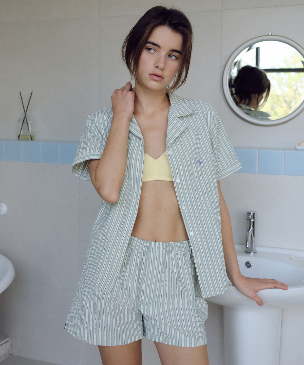 유라고(URAGO) Stripe pajama shorts