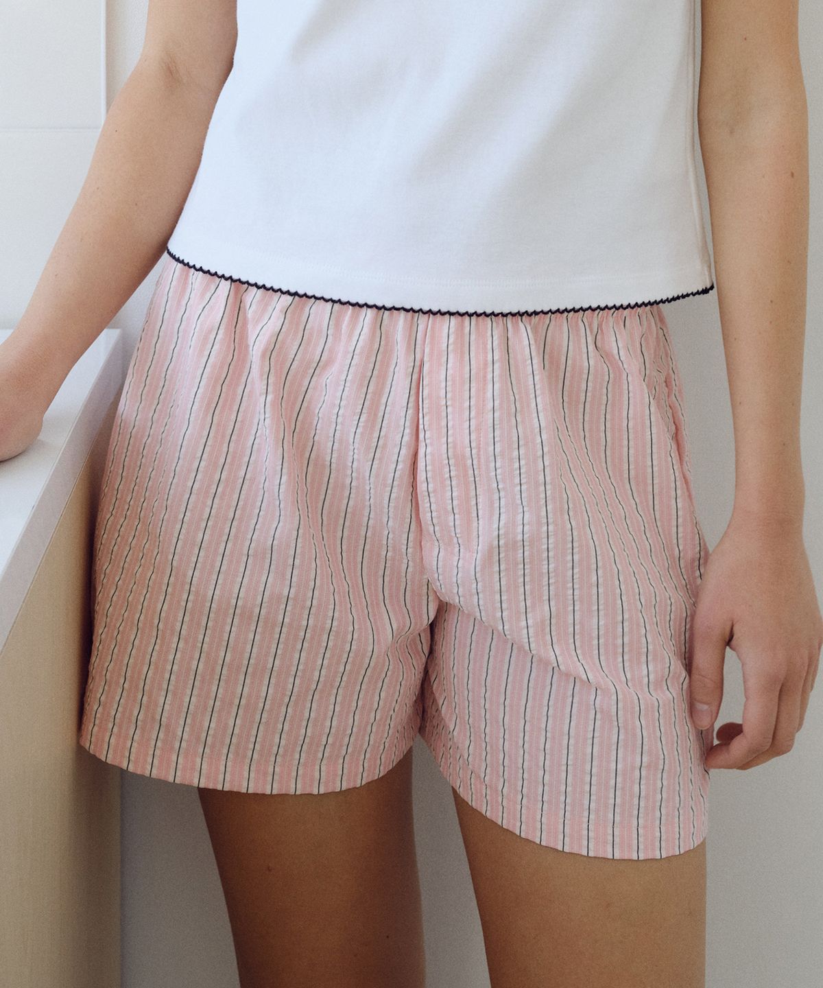 유라고(URAGO) Stripe pajama shorts