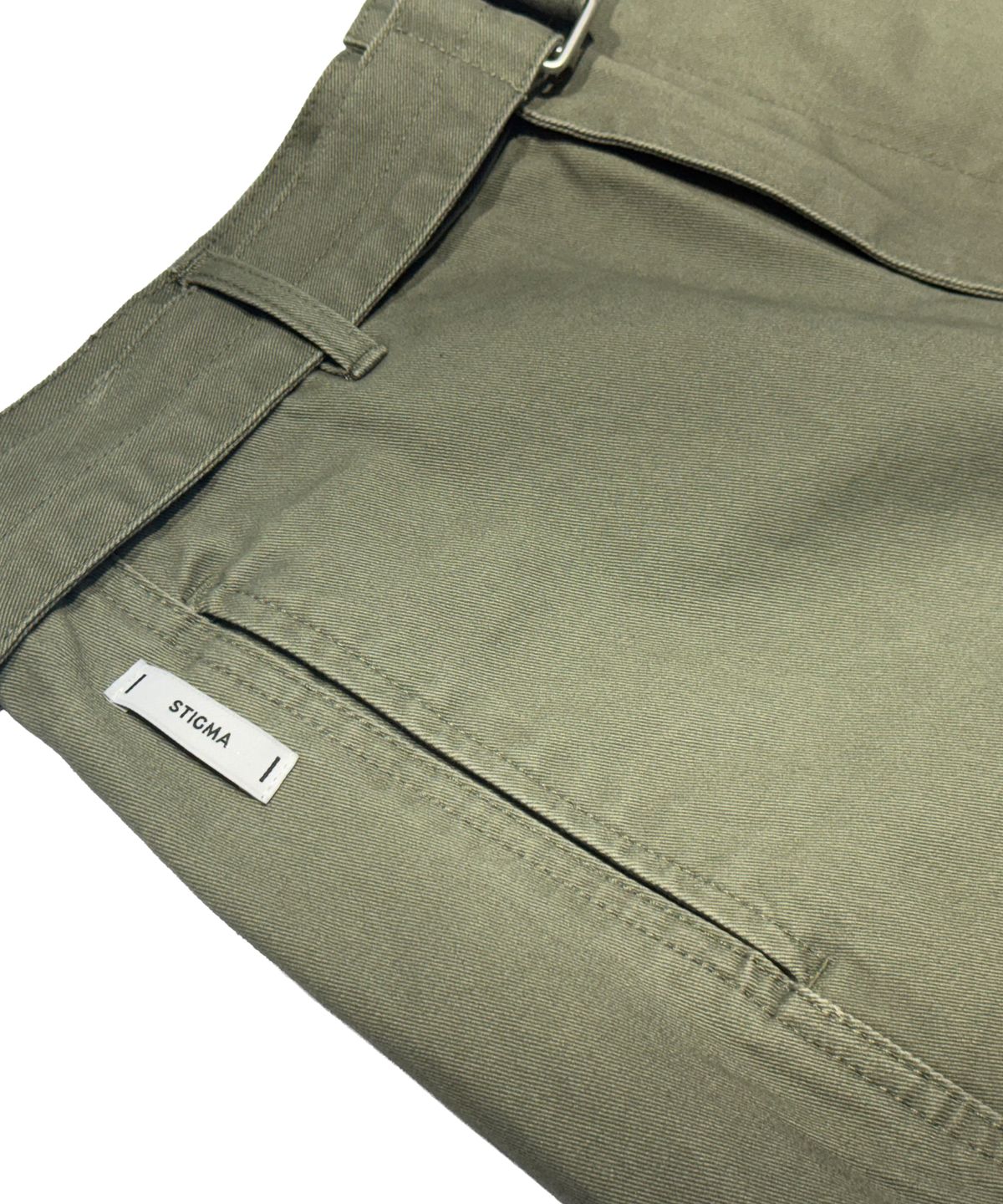 스티그마(STIGMA) WASHED BELT CURVED PANTS KHAKI