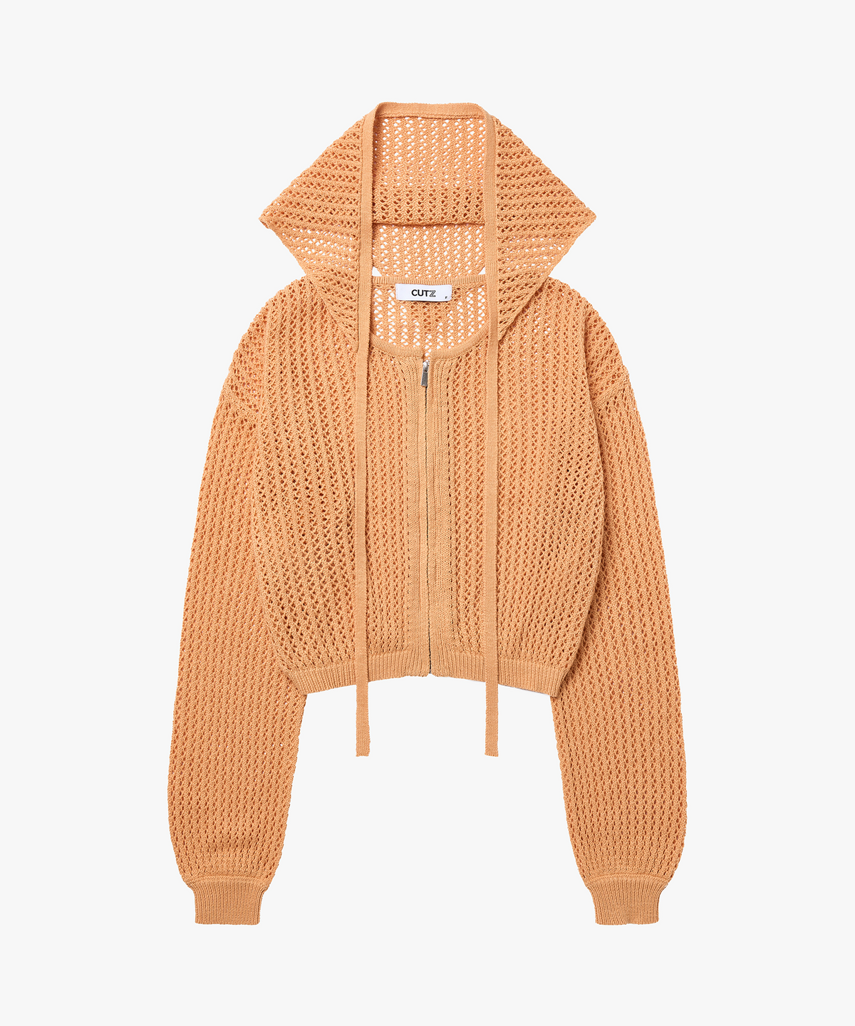컷즈(CUTZ) 크로셰 크롭 집업 가디건 스카프 SET(BLACK)