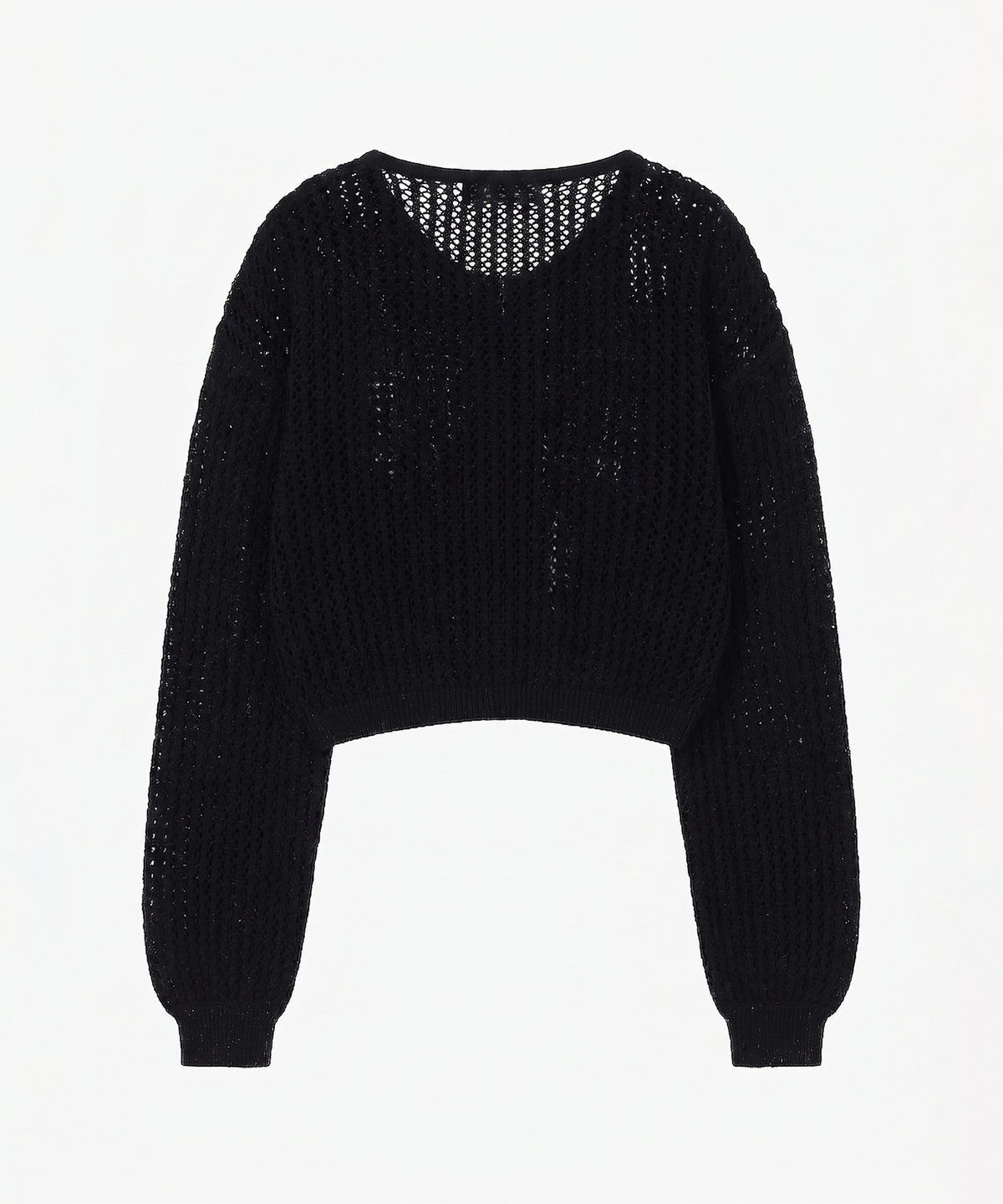 컷즈(CUTZ) 크로셰 크롭 집업 가디건 스카프 SET(BLACK)