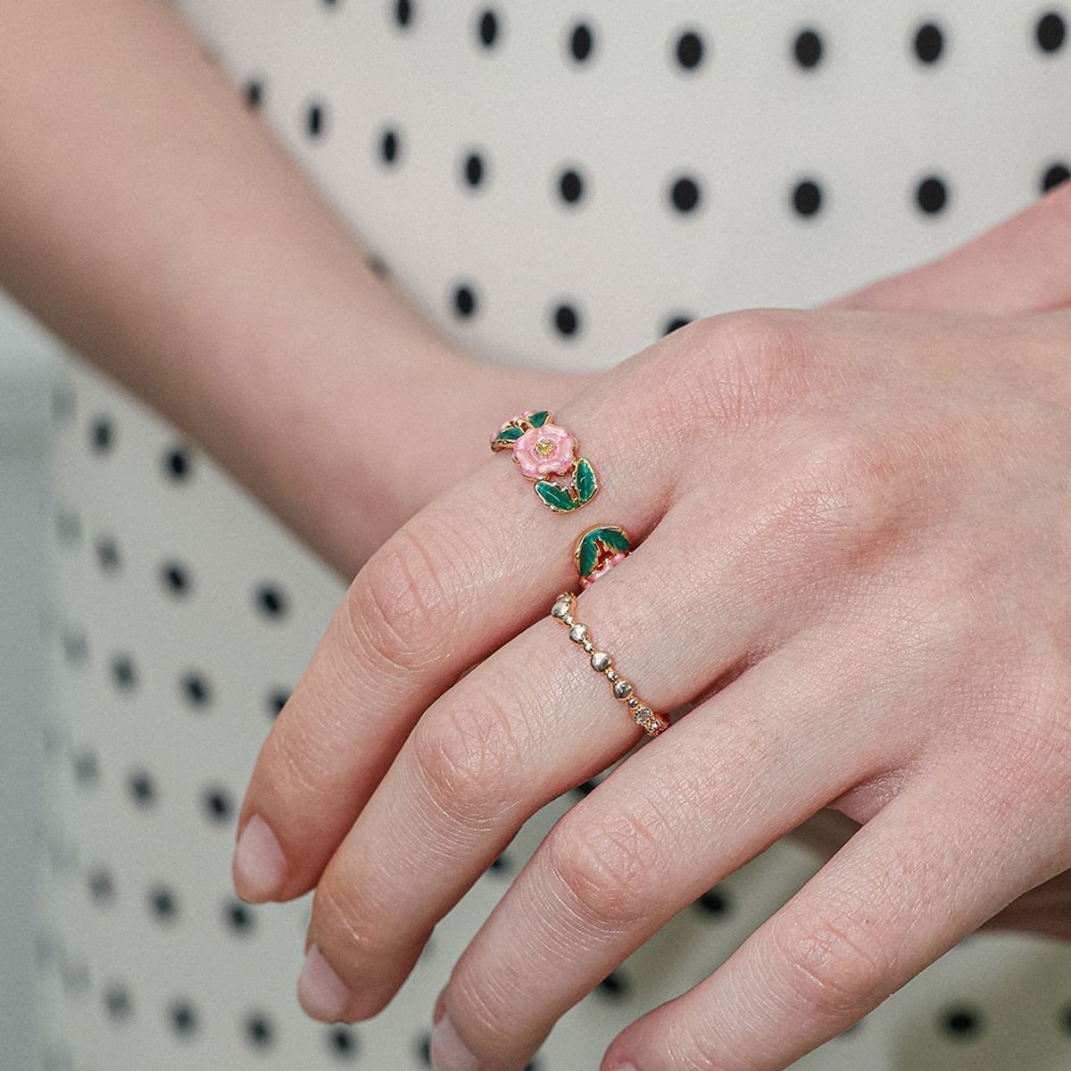 던드롭(DUNDROP) DD_Cute blossom open ring_PINK