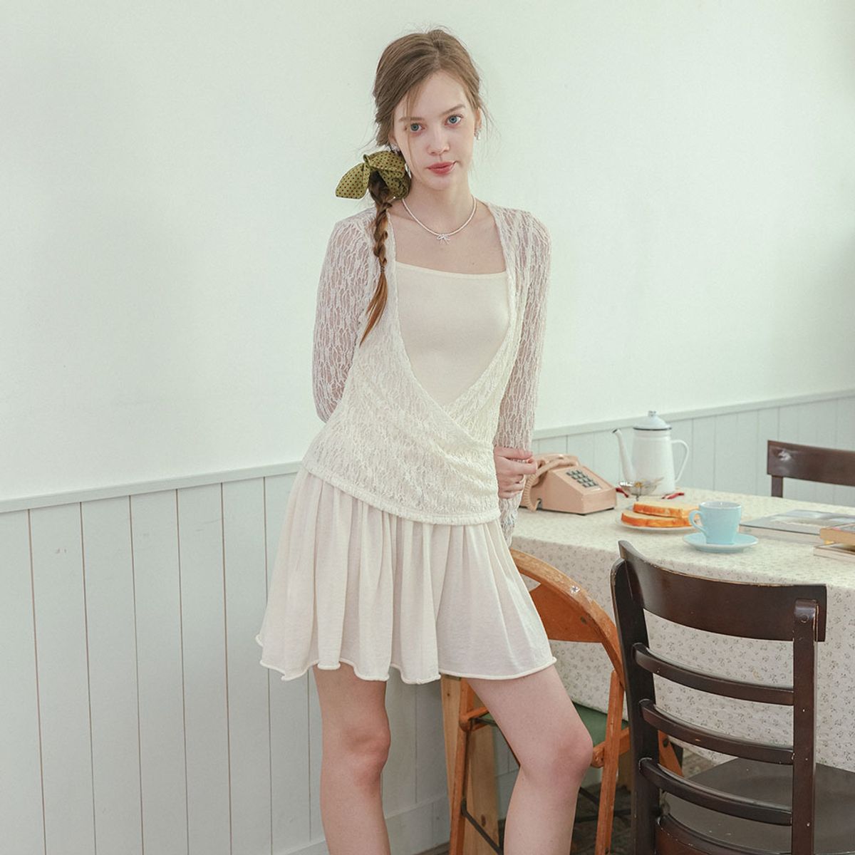던드롭(DUNDROP) DD_Knit flare mini dress_IVORY