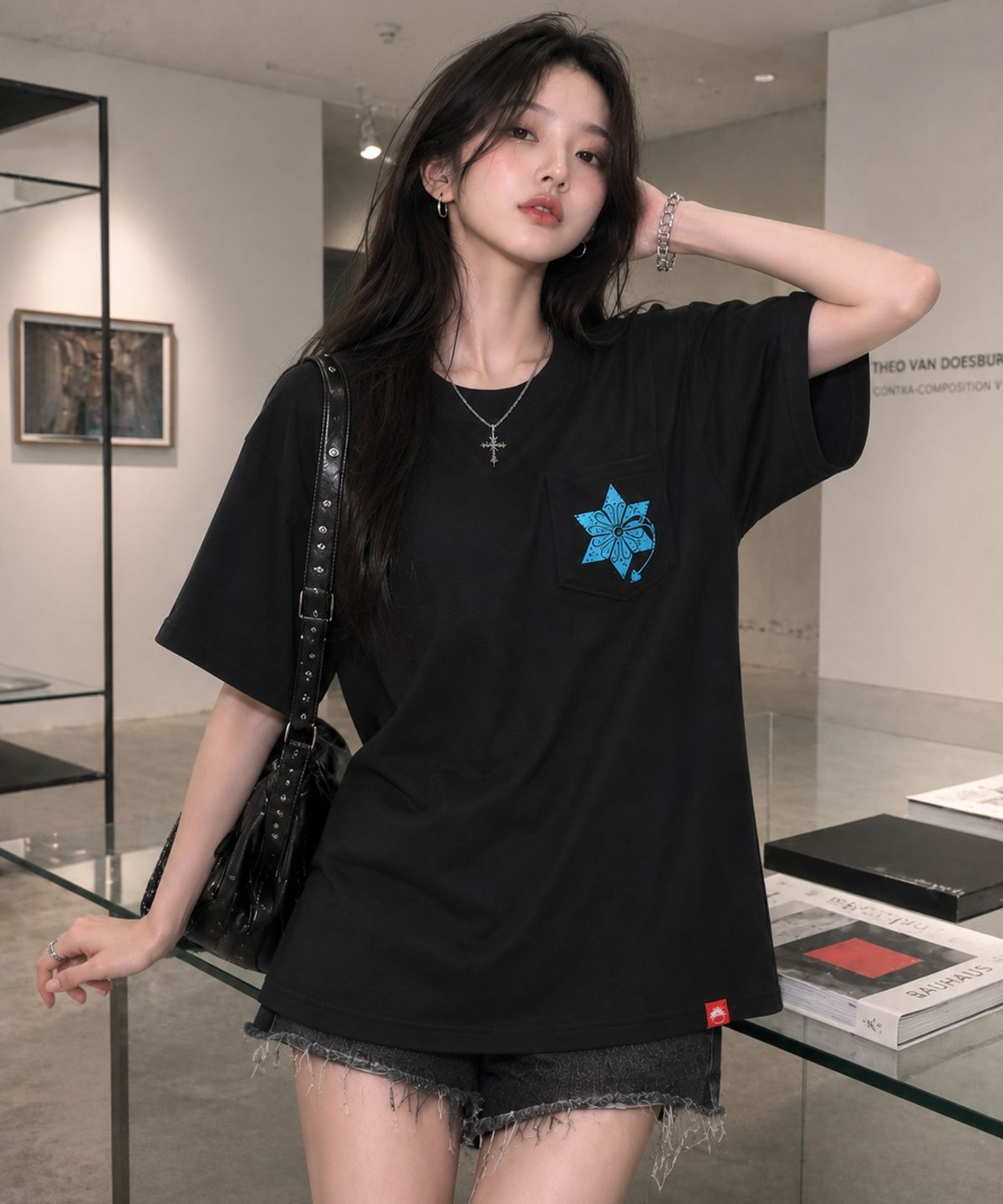 스테이지알(STAGE.R) 다이아리나 피그먼트 반팔 티셔츠 [블랙]
