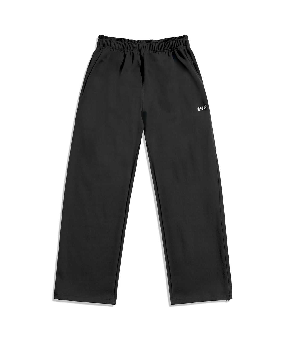 미니멀프로젝트(MINIMALPROJECT) 미니멀 자수 로고 2-WAY 스트링 와이드 스웨트 팬츠 MTP301-Z [BLACK]