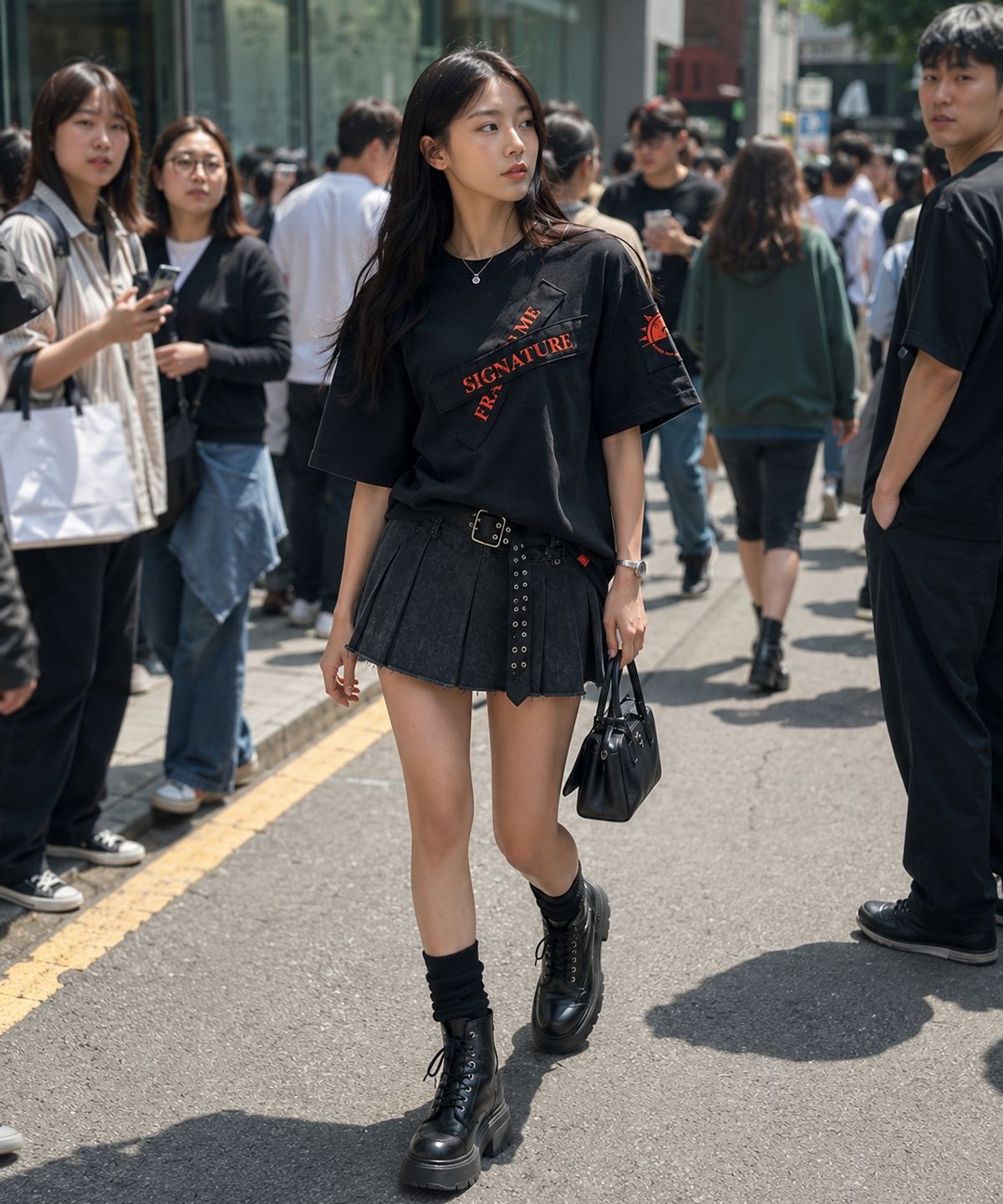 스테이지알(STAGE.R) 시그니처 프레임 피그먼트 반팔 티셔츠 [블랙]