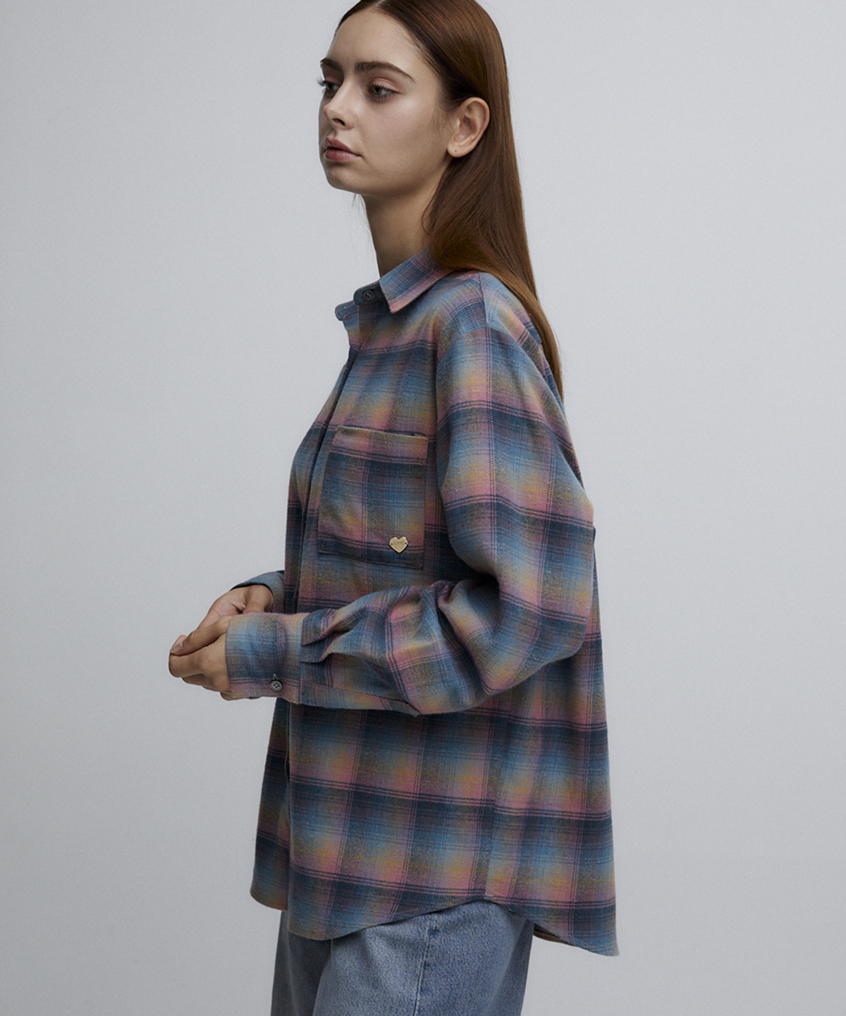 알리에나(ALIENAR) check pink shirts