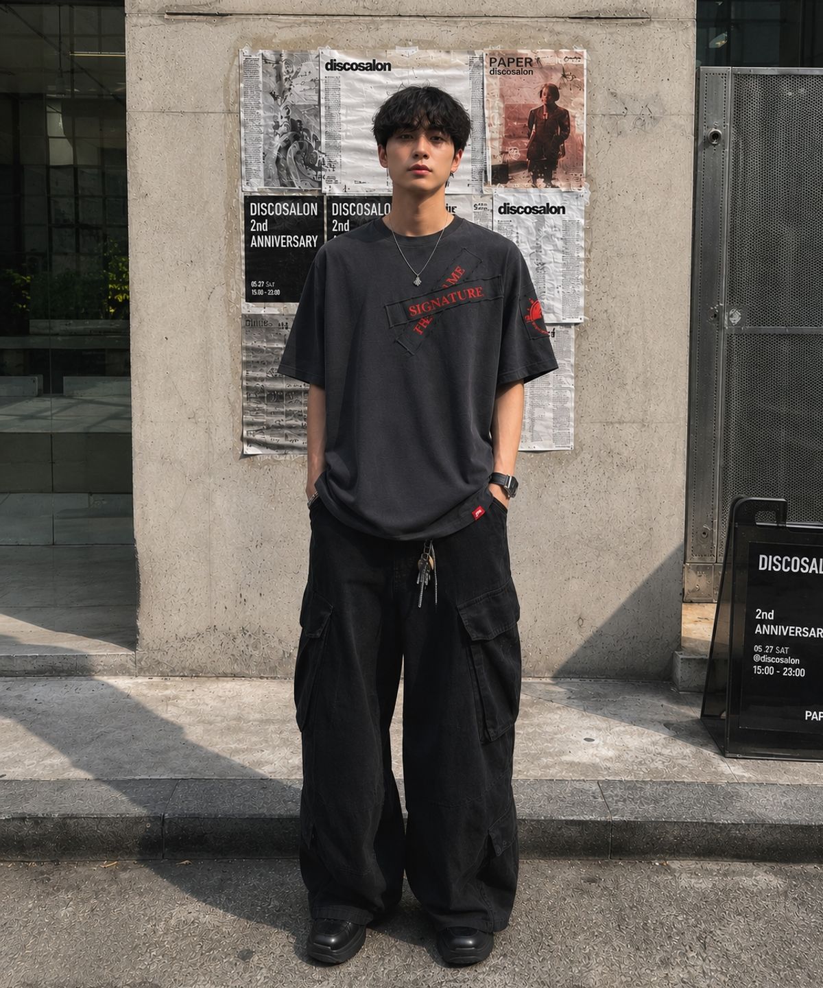 스테이지알(STAGE.R) 시그니처 프레임 피그먼트 반팔 티셔츠 [챠콜]