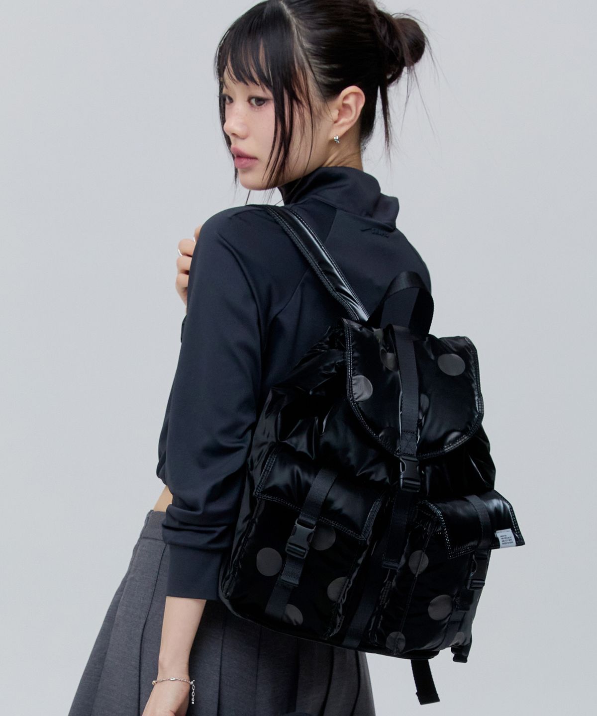 스위치(SWEETCH) CITY BOYS RUCKSACK 001 S Glossy Black Polka Dot