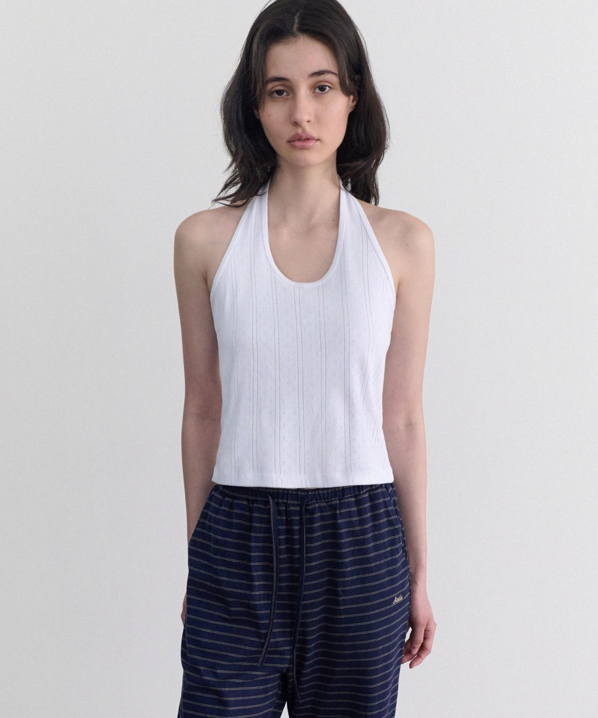 앤니즈(ANDNEEDS) Etta ribbed halter sleeveless (white)