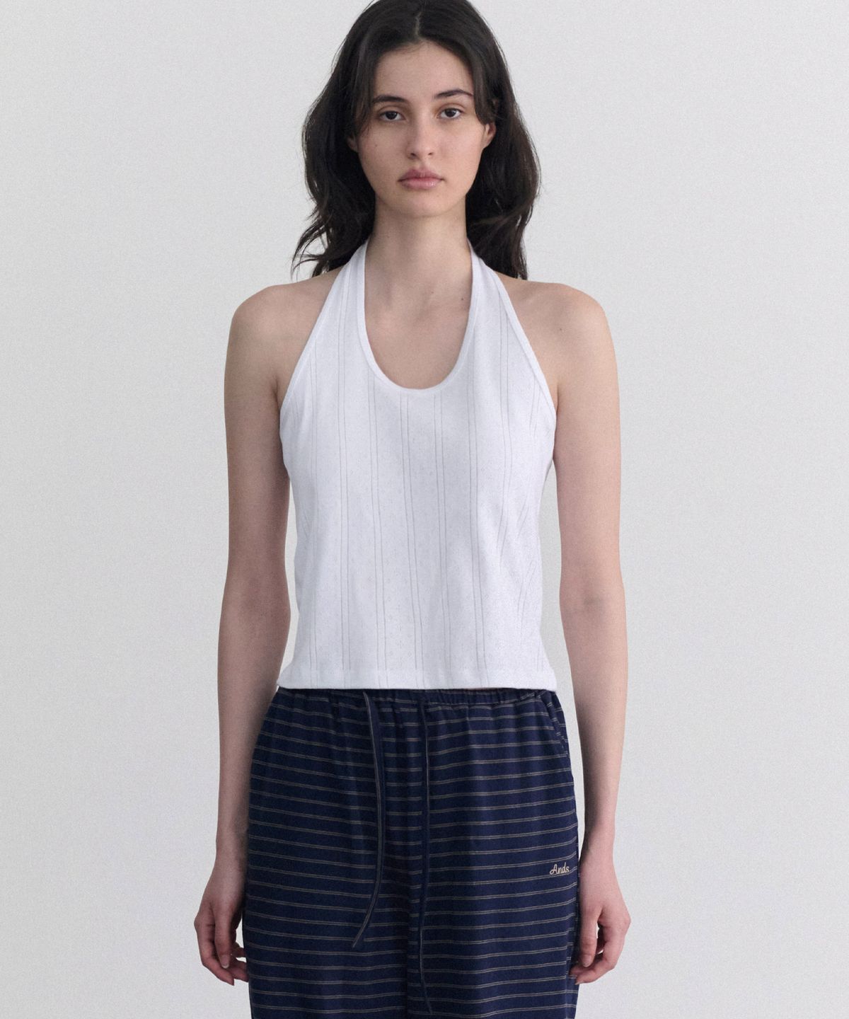 앤니즈(ANDNEEDS) Etta ribbed halter sleeveless (white)