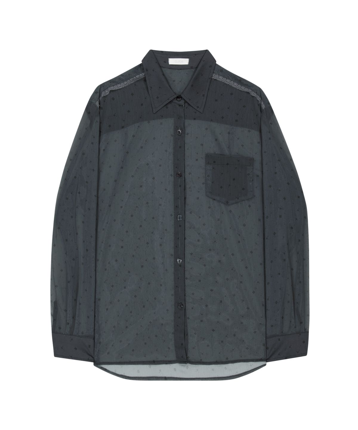 오호스(OJOS) Graphic Sheer Shirts / Black