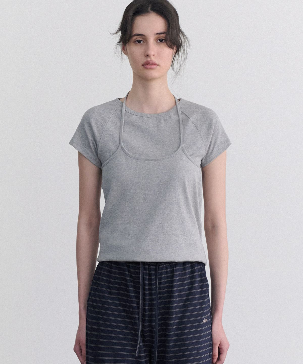앤니즈(ANDNEEDS) Oster two way short sleeve (melange gray)