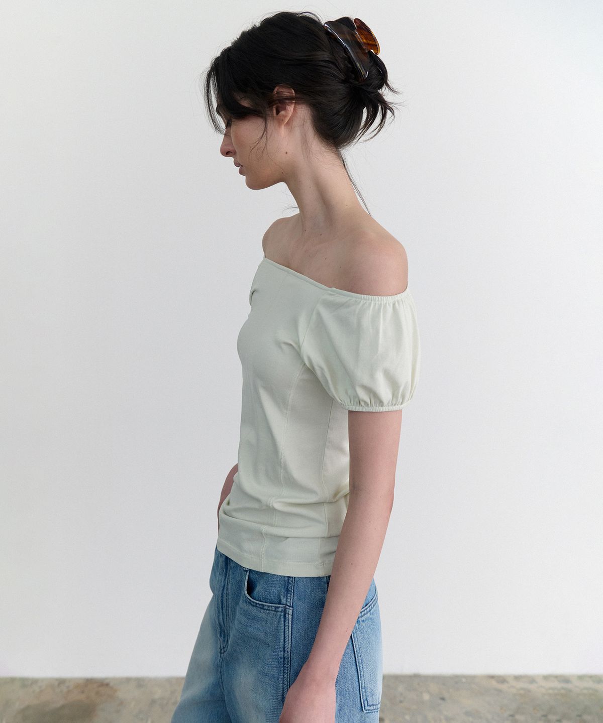 앤니즈(ANDNEEDS) Lucy cap sleeve tee (lime)