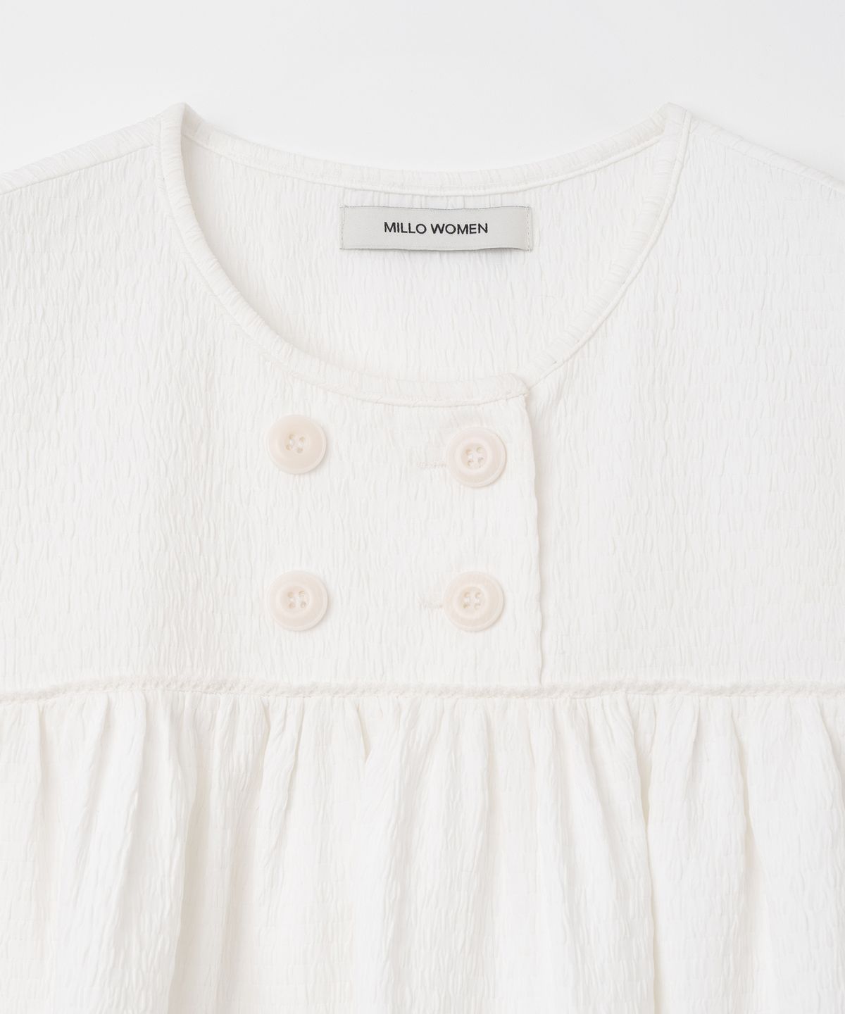 밀로 우먼(MILLO WOMEN) 텍스처 퍼프 블라우스 [화이트]