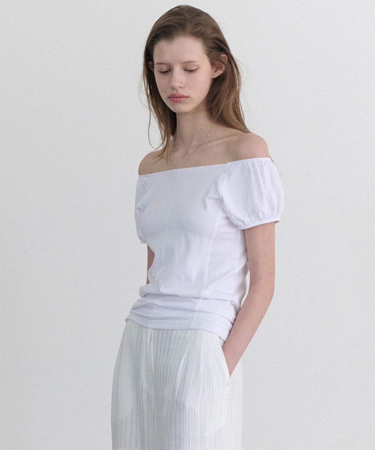 앤니즈(ANDNEEDS) Lucy cap sleeve tee (white)