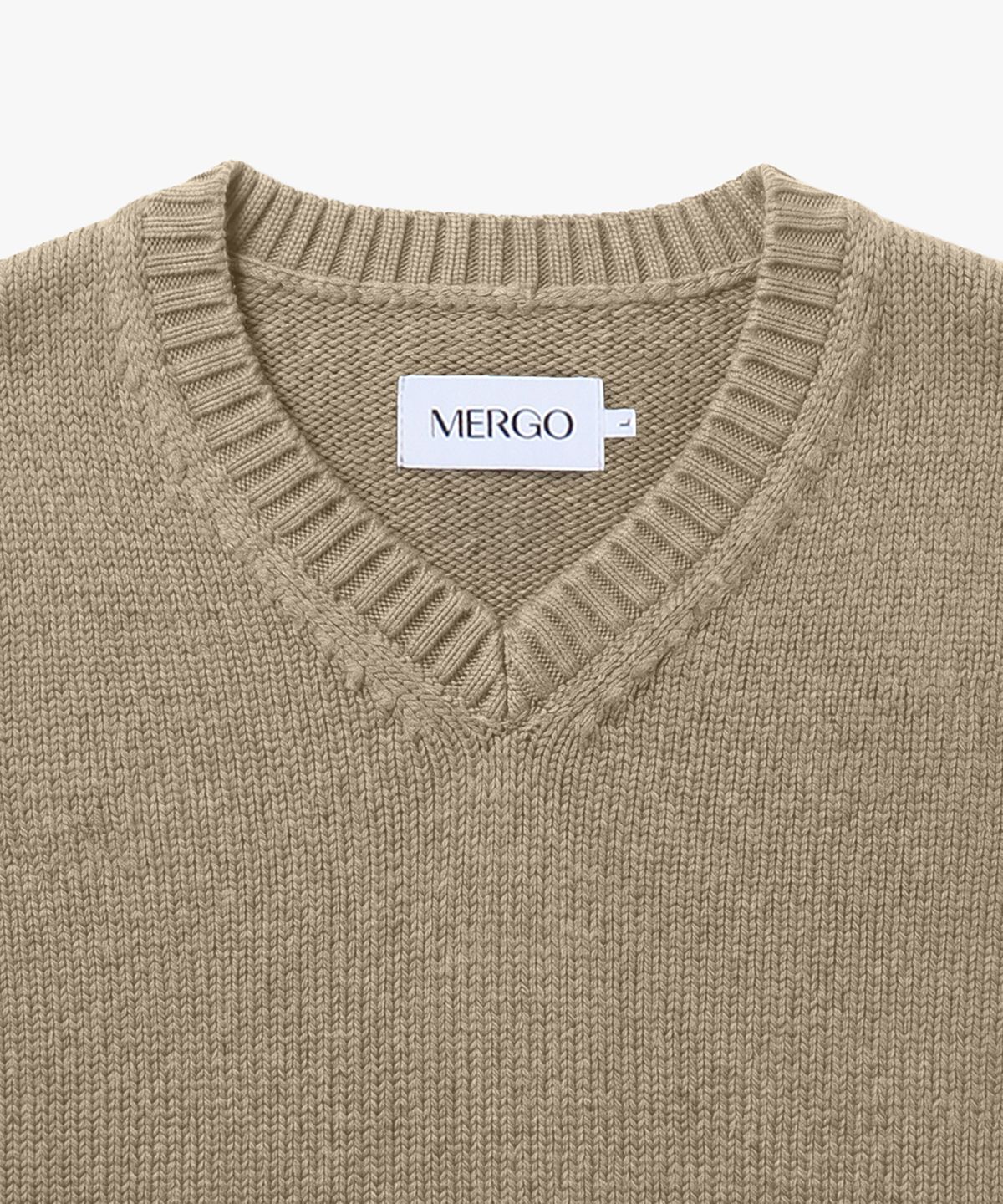 메르고(MERGO) 루벤 브이넥 반팔 니트 [베이지]