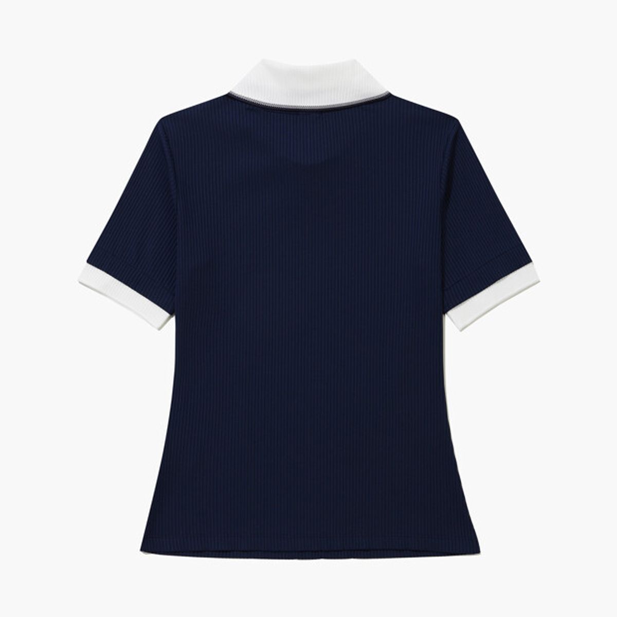 르꼬끄 골프(LECOQ GOLF) 여성 스트레치 골지 배색 카라 반팔 티셔츠 _NAVY GR222LTS51