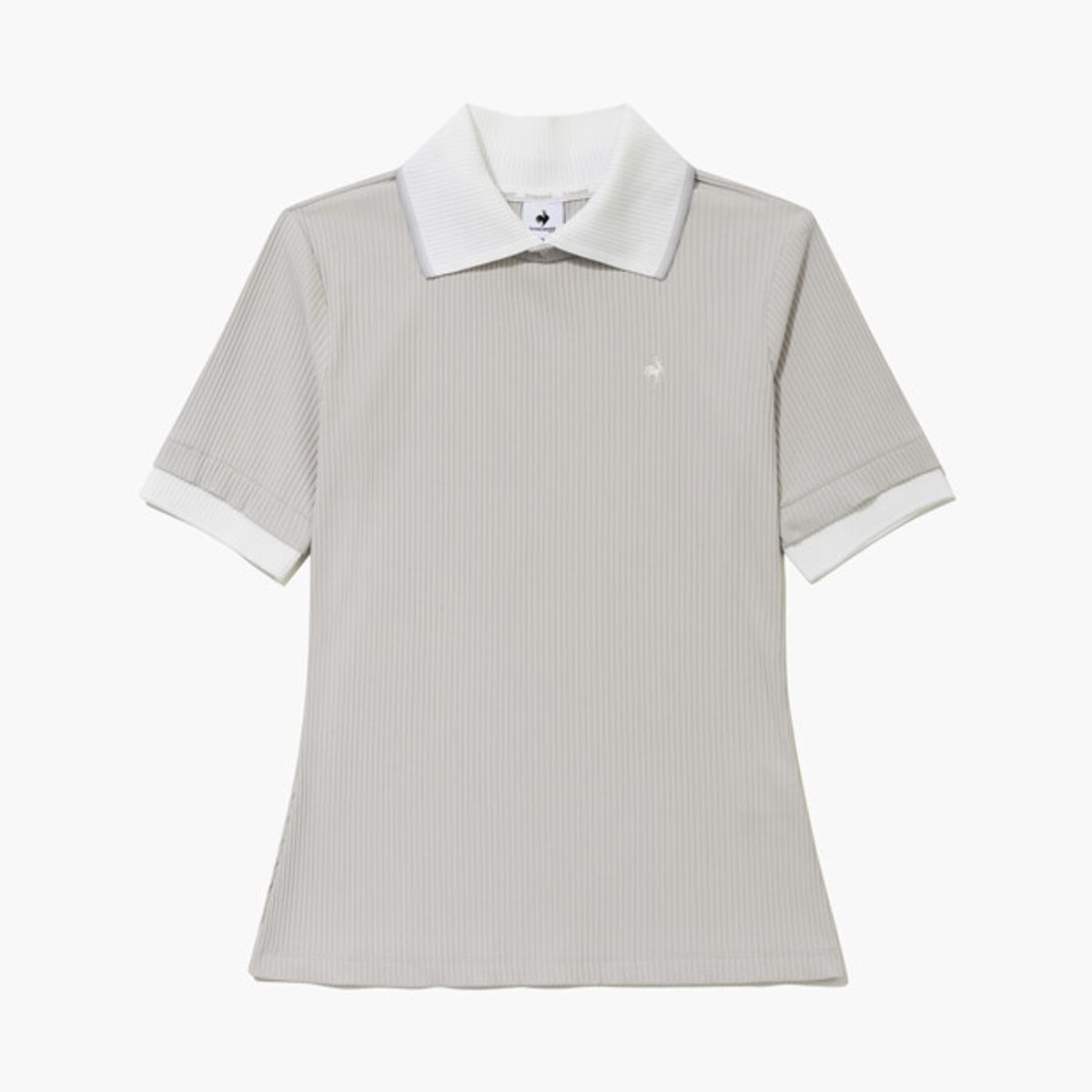 르꼬끄 골프(LECOQ GOLF) 여성 스트레치 골지 배색 카라 반팔 티셔츠 _MGRY GR222LTS51
