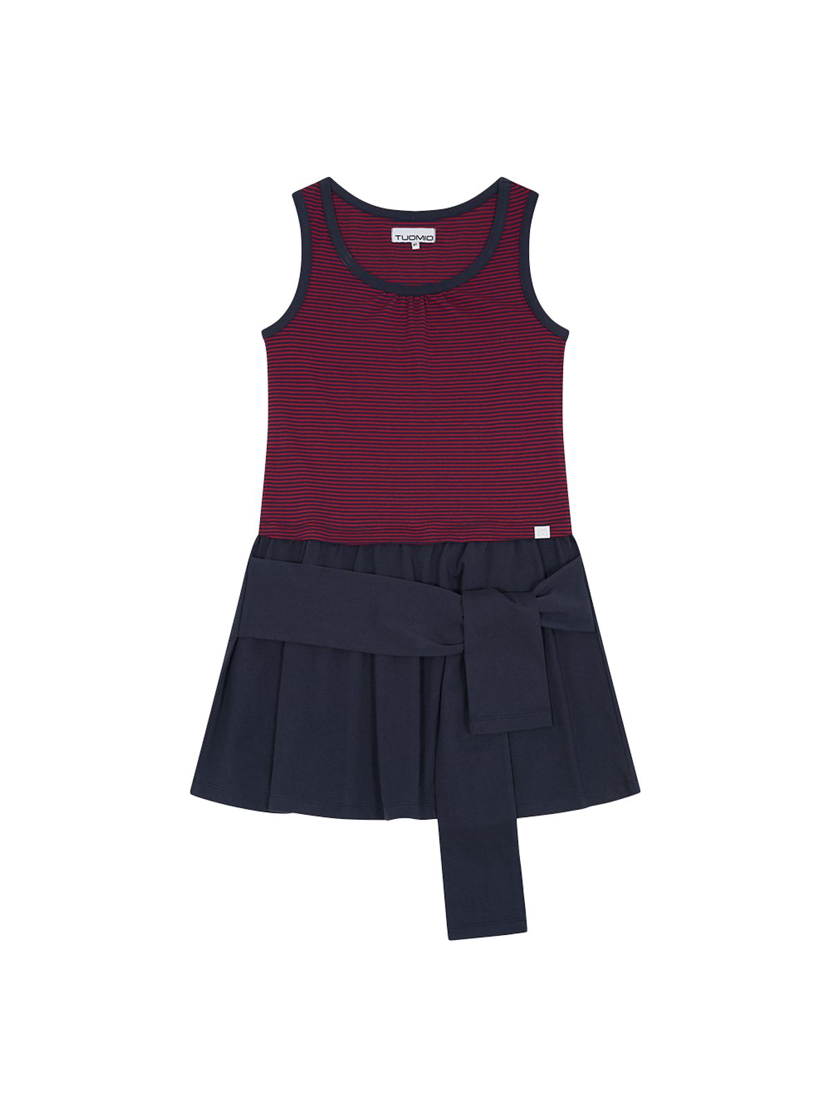 뚜오미오(TUOMIO) STRIPE TIE DRESS [NAVY]