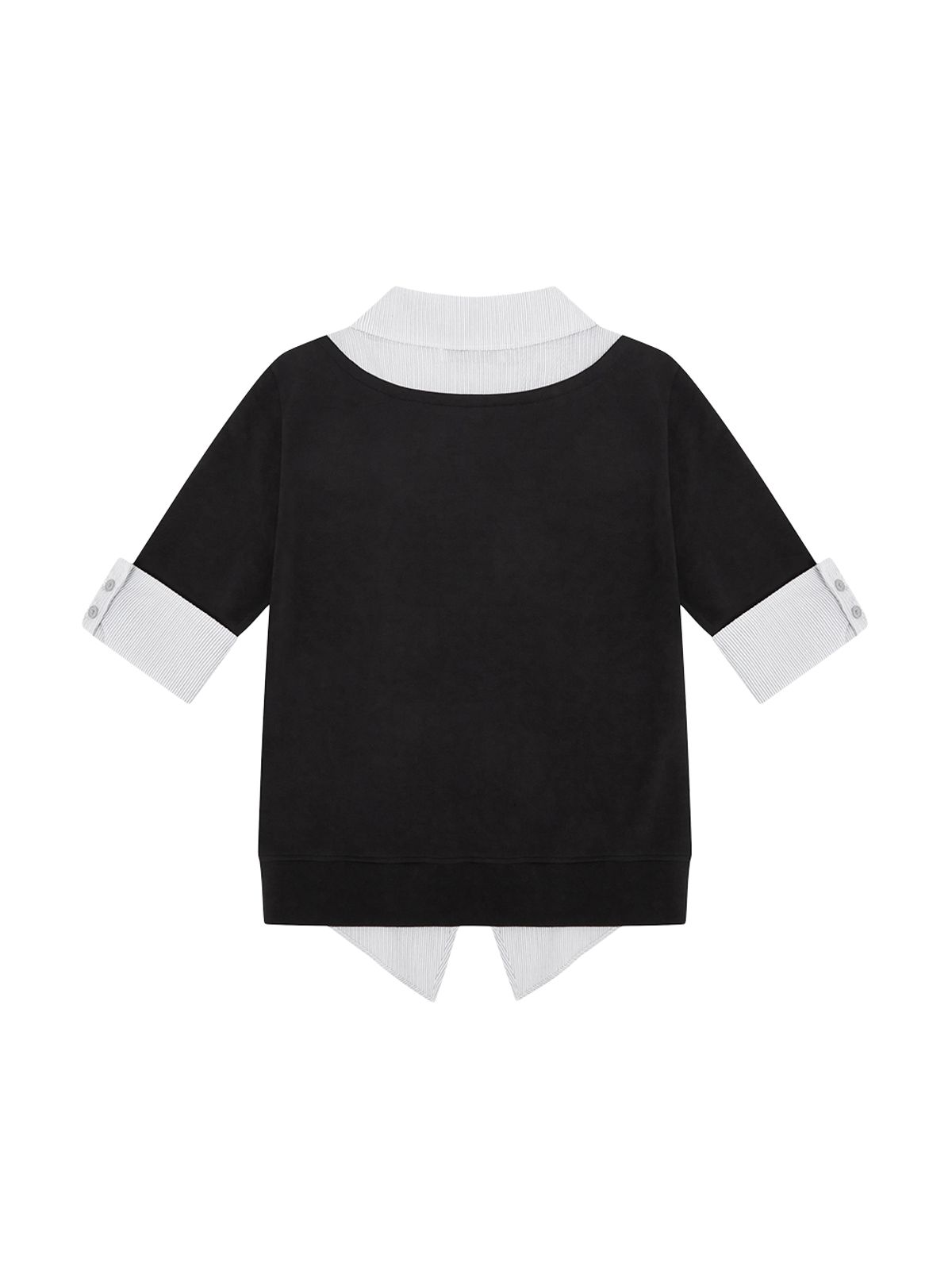 뚜오미오(TUOMIO) ASYMMETRIC COLLAR TOP [BLACK]