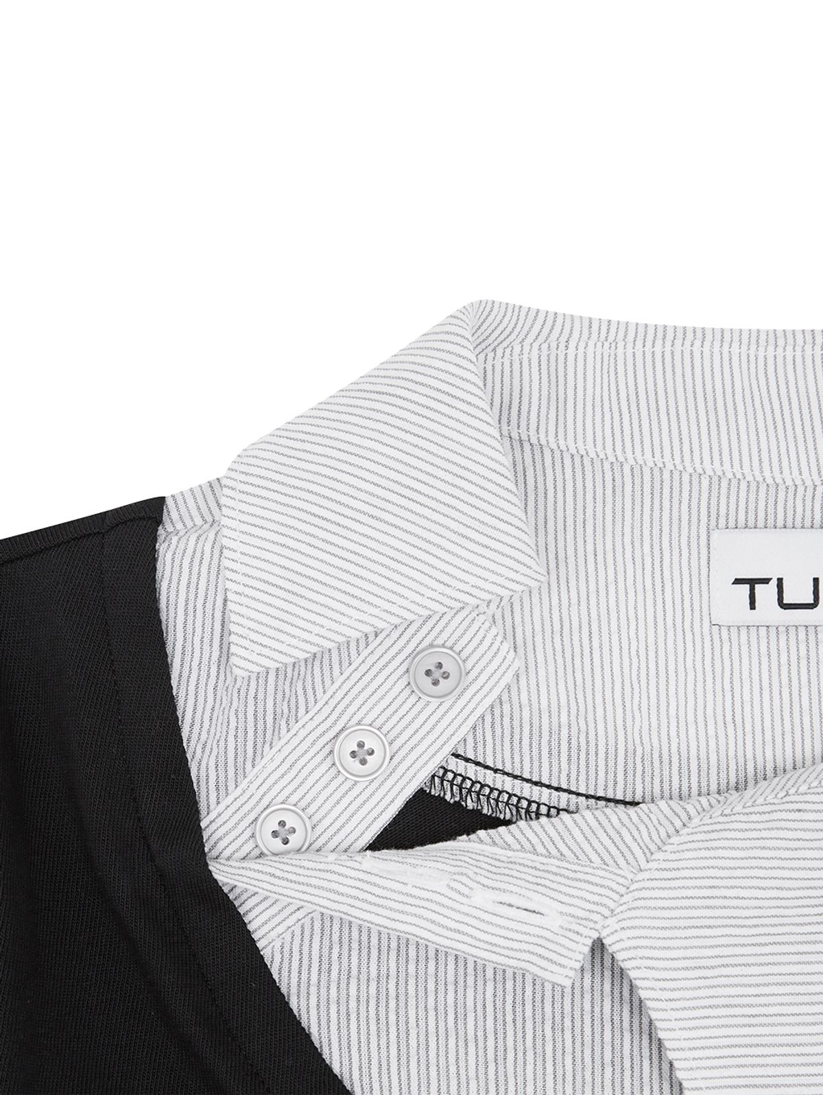 뚜오미오(TUOMIO) ASYMMETRIC COLLAR TOP [BLACK]