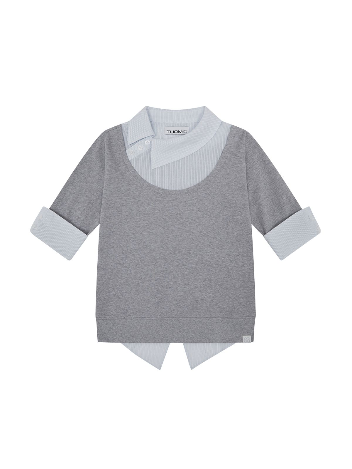 뚜오미오(TUOMIO) ASYMMETRIC COLLAR TOP [HEATHER GREY]