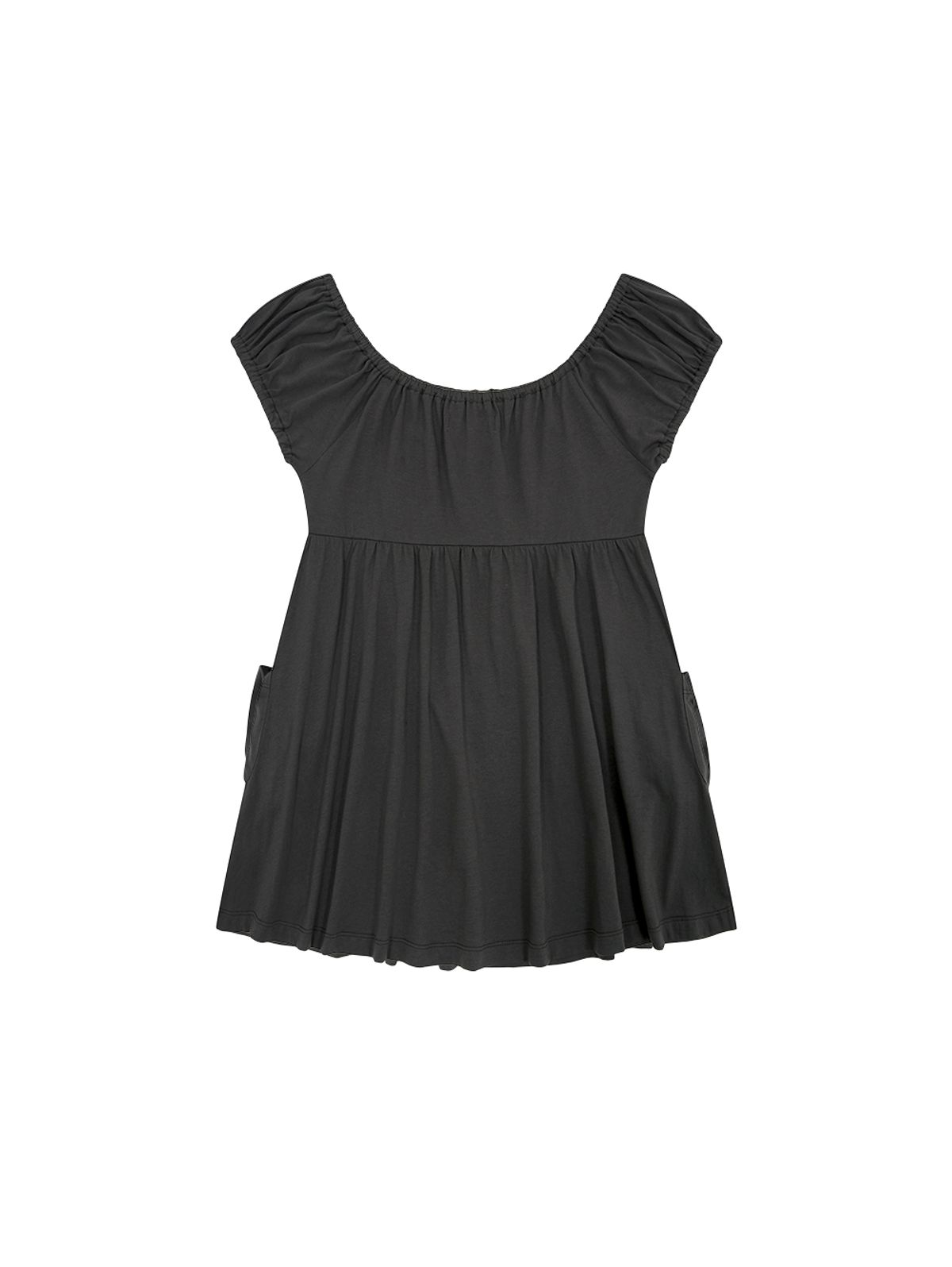 뚜오미오(TUOMIO) SHIRRED POCKET TOP [CHARCOAL]