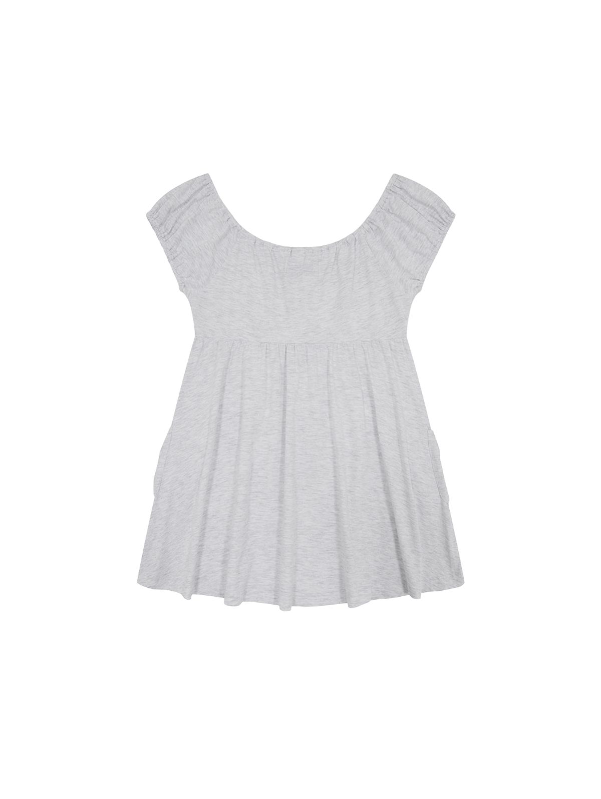 뚜오미오(TUOMIO) SHIRRED POCKET TOP [WHITE MELANGE]