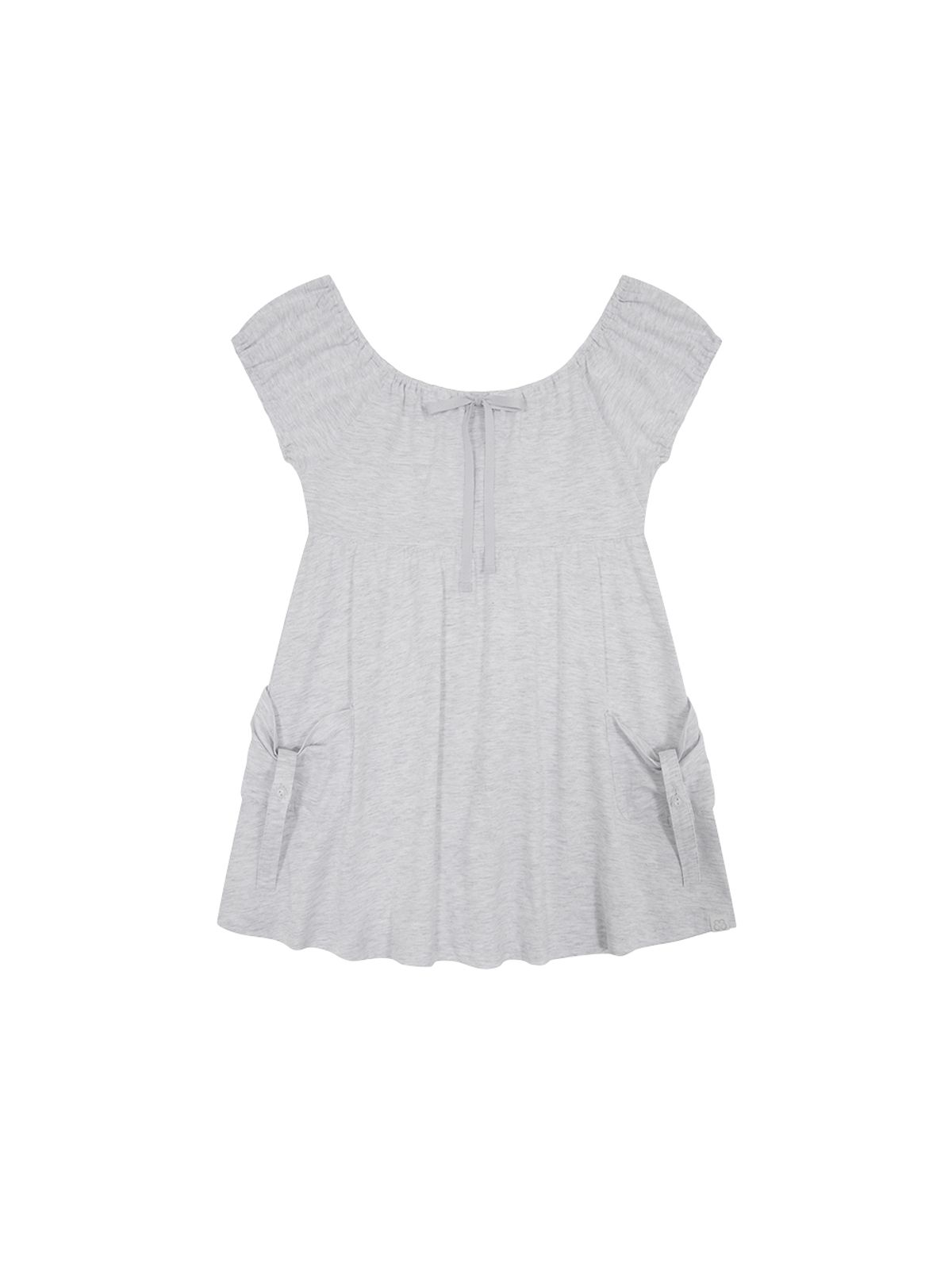 뚜오미오(TUOMIO) SHIRRED POCKET TOP [WHITE MELANGE]