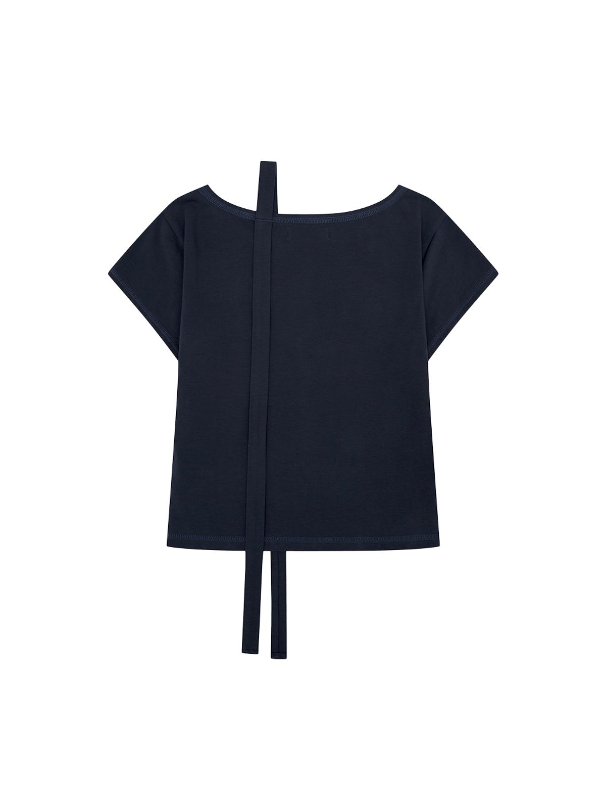 뚜오미오(TUOMIO) RIBBON OFF SHOULDER T-SHIRT [NAVY]