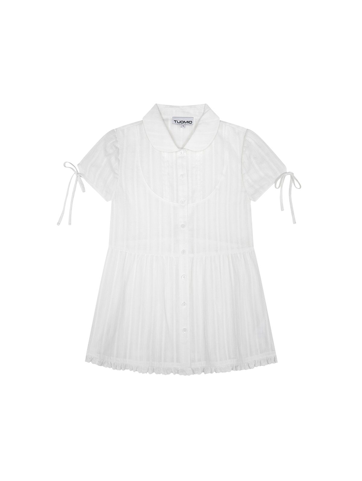 뚜오미오(TUOMIO) PUFF SLEEVES RIBBON BLOUSE [WHITE]