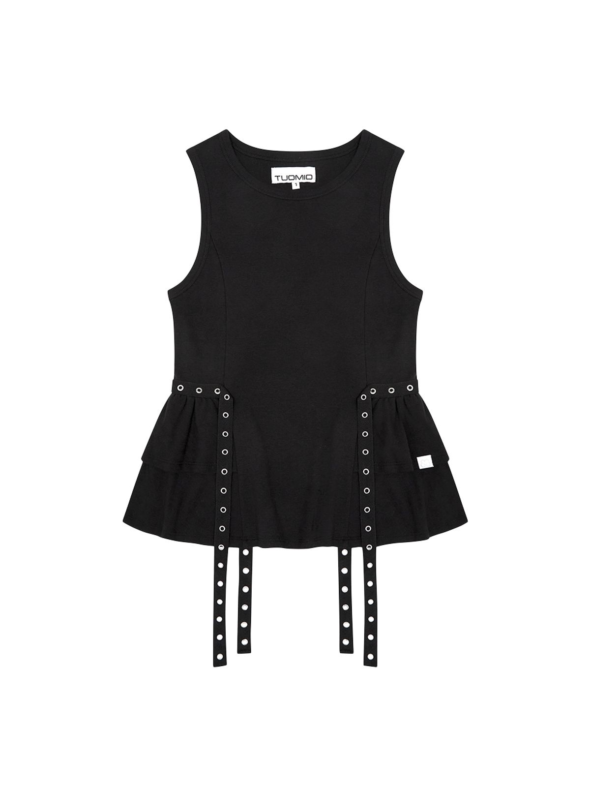 뚜오미오(TUOMIO) EYELET BELTED TANK TOP [BLACK]