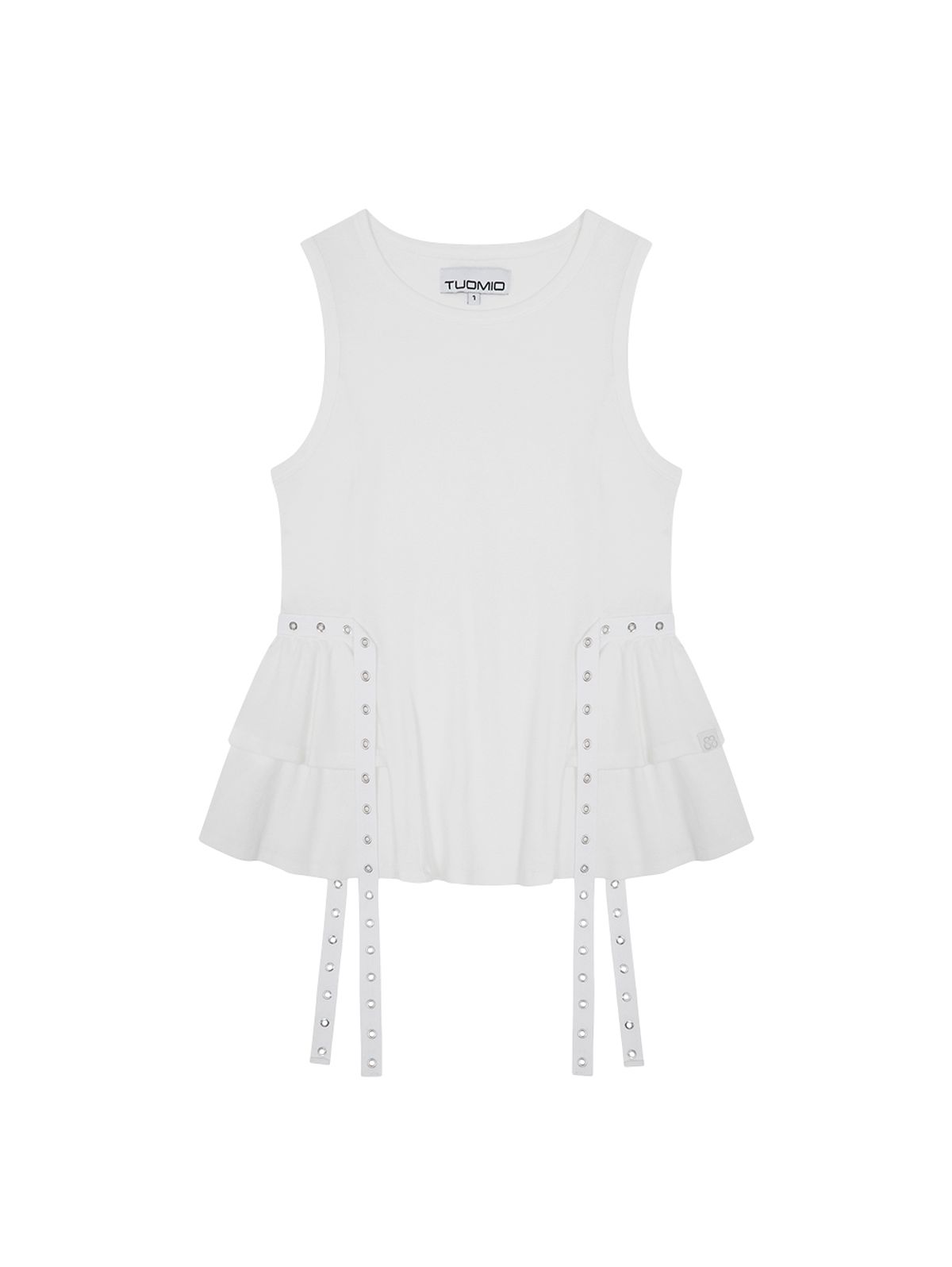뚜오미오(TUOMIO) EYELET BELTED TANK TOP [WHITE]