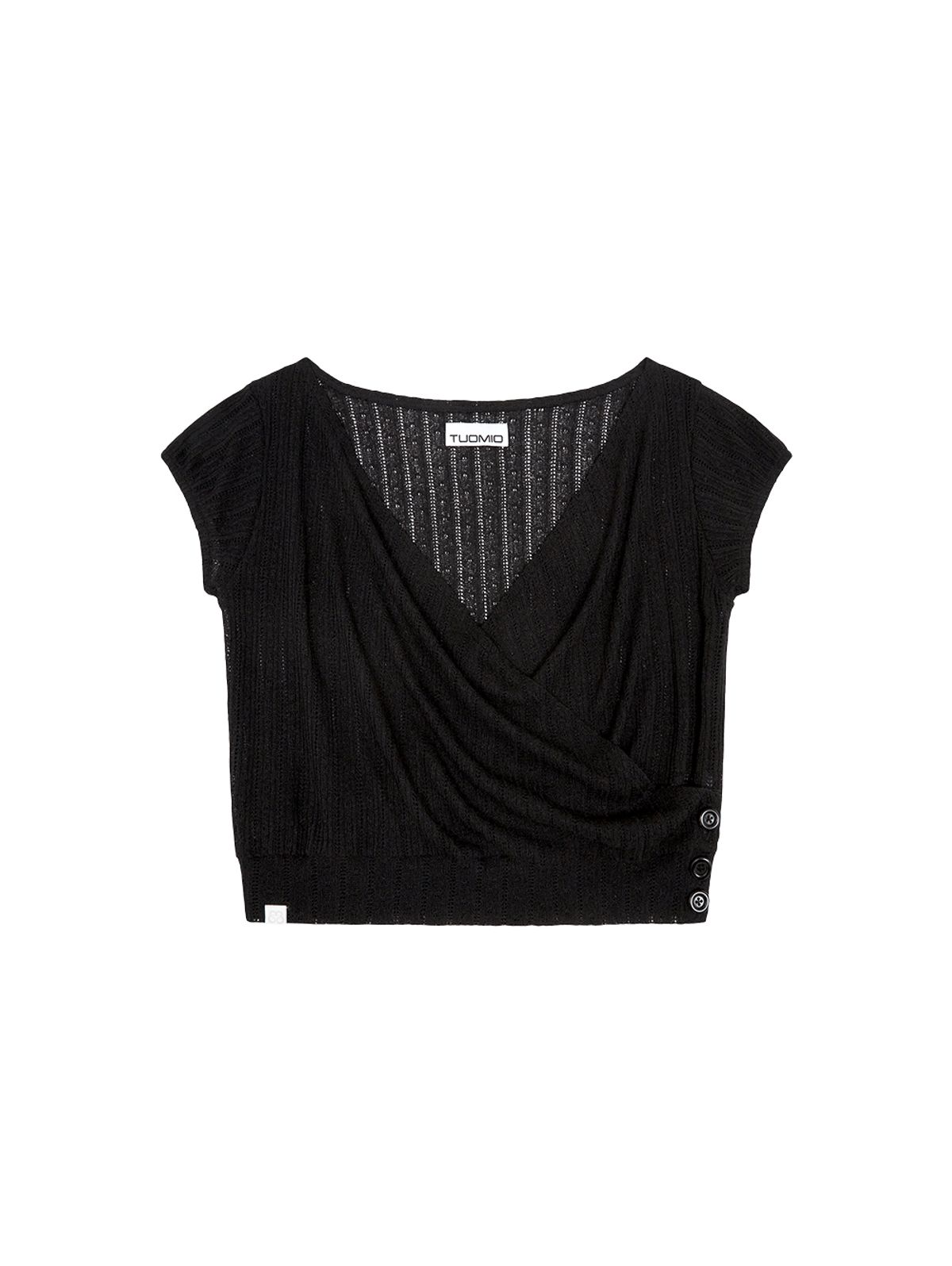 뚜오미오(TUOMIO) LIGHT LAYERED BOLERO [BLACK]