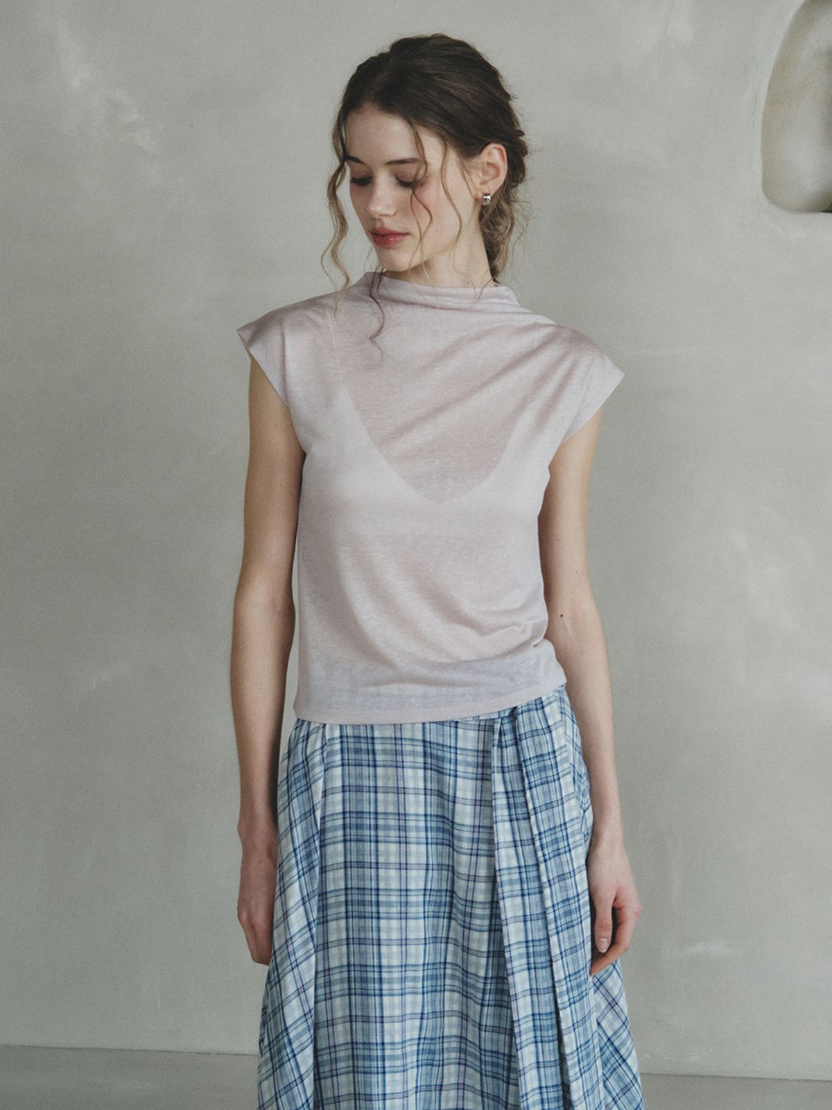 르니나(LENINA) MARGARET half turtleneck T-shirt_PINK