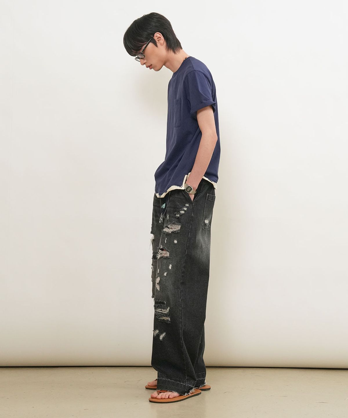 제너럴아이디어(GENERALIDEA) MAN 디스트로이드 데님 팬츠 [BLACK] / GF1MPT015