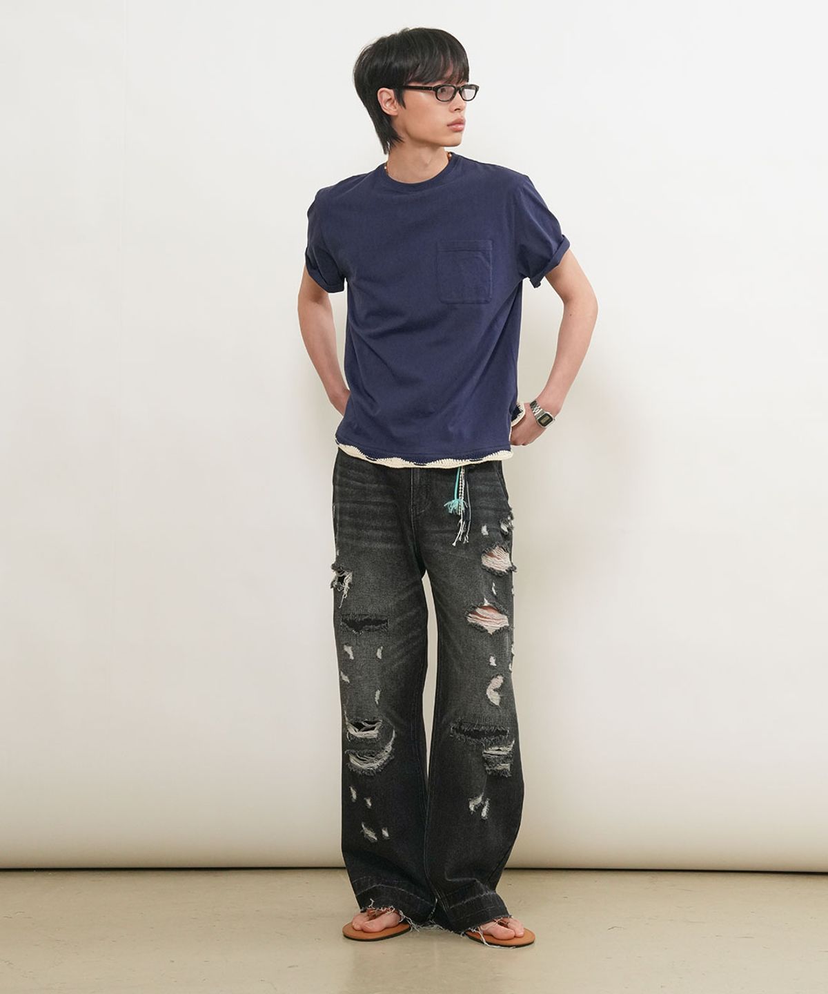 제너럴아이디어(GENERALIDEA) MAN 디스트로이드 데님 팬츠 [BLACK] / GF1MPT015