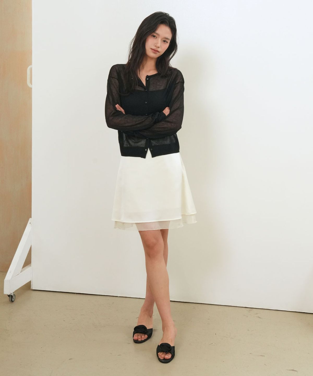 제너럴아이디어(GENERALIDEA) 새틴 레이어드 스커트 [CREAM] / GF2LSK504