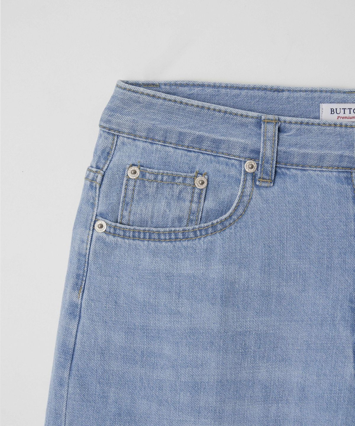 버튼업(BUTTON UP) 베이직 워시드 버뮤다 5부 데님팬츠