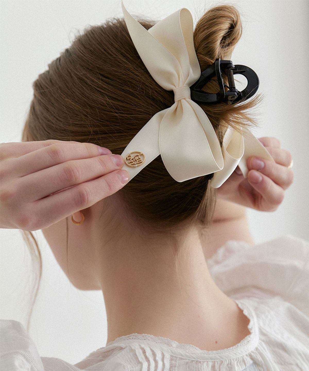 할렌(HALDEN) flat ribbon hair claw clip (H041_ivory)