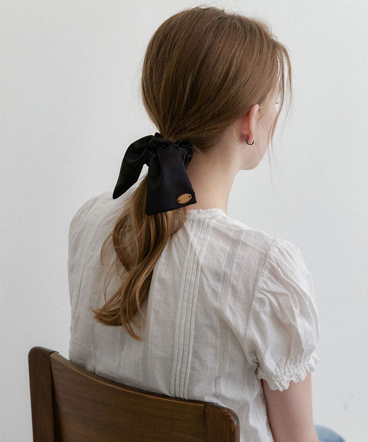 할렌(HALDEN) silky ribbon scrunchie (H042_black)