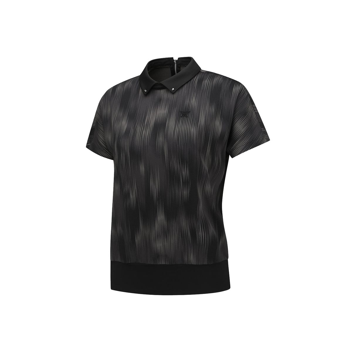 어뉴골프(ANEW GOLF) WOMEN MOSAIC BACK ZIP T-SHIRT_BK
