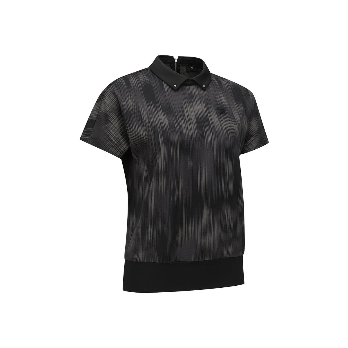 어뉴골프(ANEW GOLF) WOMEN MOSAIC BACK ZIP T-SHIRT_BK