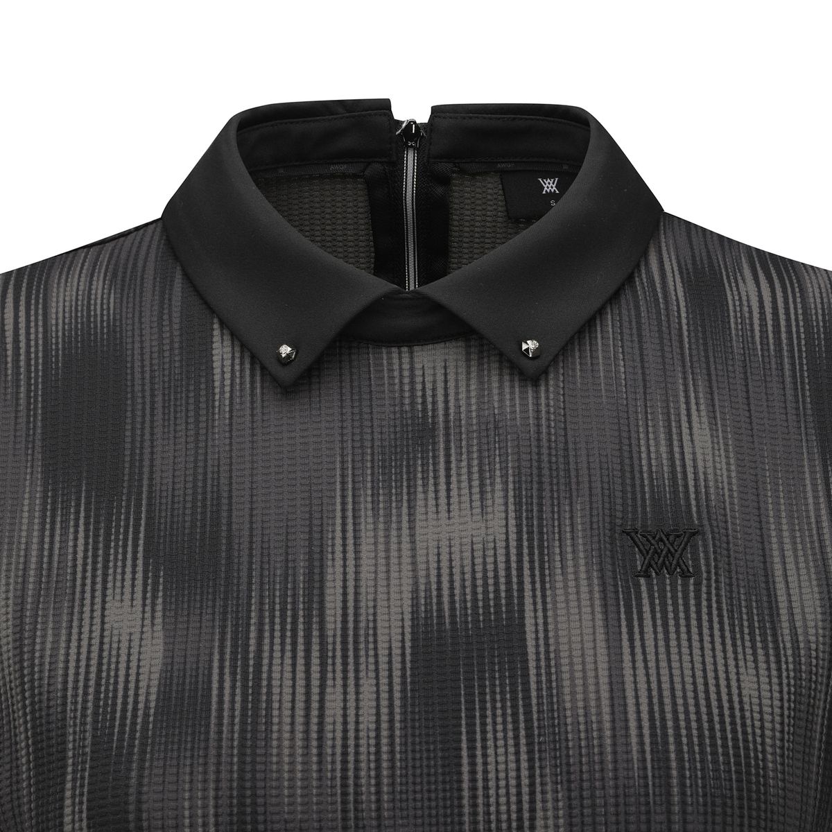 어뉴골프(ANEW GOLF) WOMEN MOSAIC BACK ZIP T-SHIRT_BK