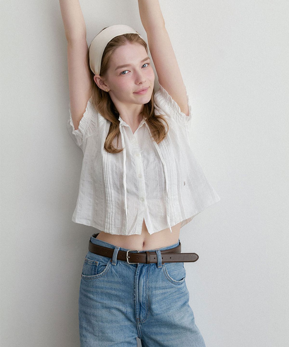 할렌(HALDEN) silky wide logo hairband (H043_ivory)