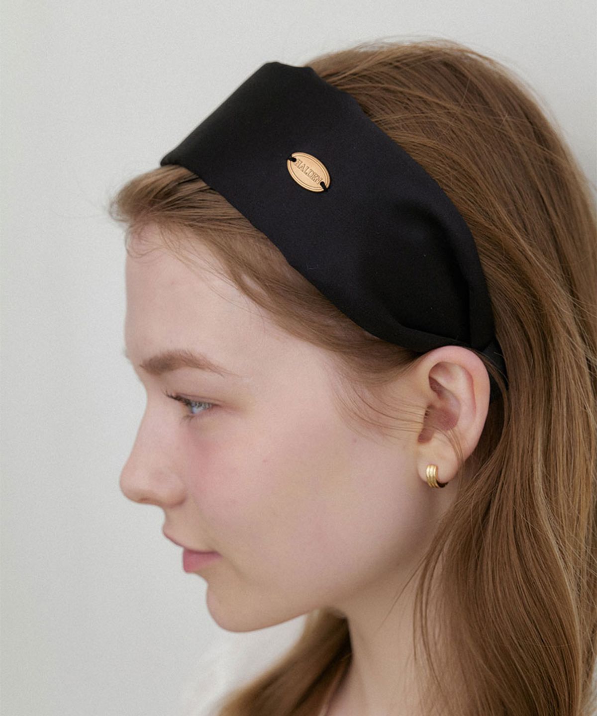 할렌(HALDEN) silky wide logo hairband (H043_black)