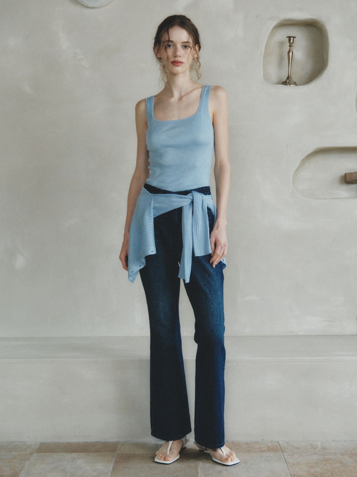 르니나(LENINA) VERA metal knit sleeveless cardigan SET_SKY BLUE