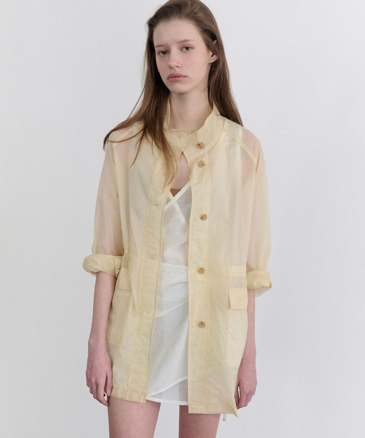 앤니즈(ANDNEEDS) Vero sheer half jacket (butter)