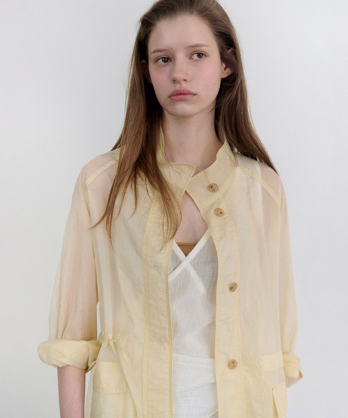 앤니즈(ANDNEEDS) Vero sheer half jacket (butter)